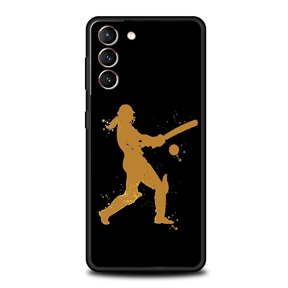 Baseball Phone Case For Samsung Galaxy S25 S24 S23 FE S22 Ultra S20 S21 5G S10 Plus S10E Soft Black Cover