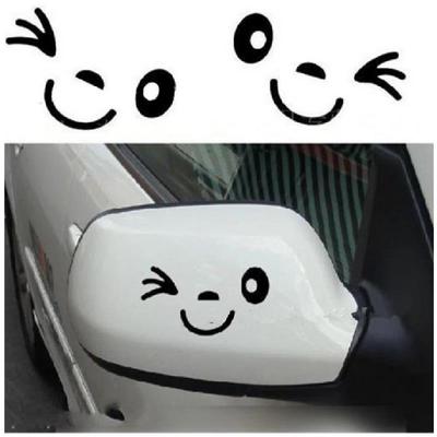 2 Stück Reflektierender Niedlicher Smiley Autoaufkleber Rückspiegelaufkleber Autostyling Cartoon Lächelndes Auge Gesicht Aufkleber Abziehbild Für Alle Autos