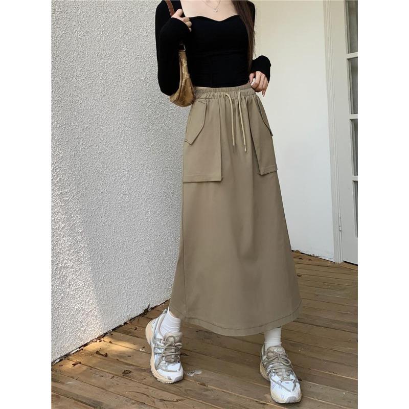 New Korean Version of Three-dimensional Bag Skirt for Women with Elastic Waist and Slimming A-line Long Skirt