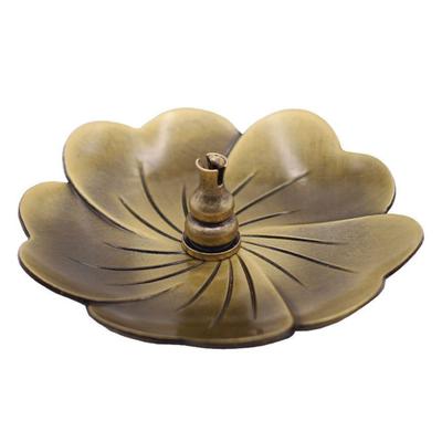 Incense Burner Sticks Incense Holder Brass Lotus Shape Detachable Ash Catcher Smooth Heat Resistant Home Decoration Supplies