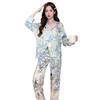 New Long-sleeved Large-size Printing Suit Internet Celebrity Summer Pajamas Women's Ice Silk Outer Loungewear