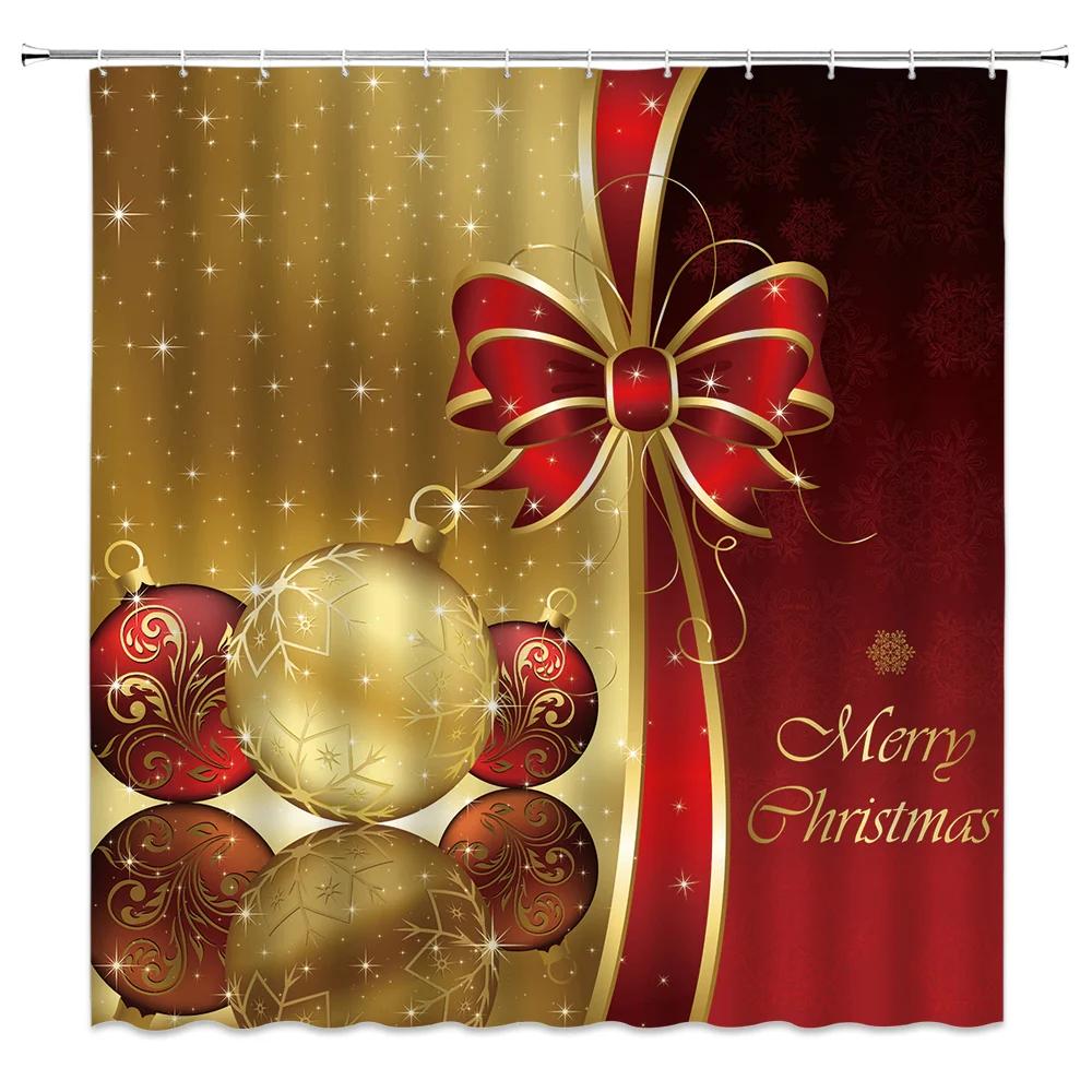 Waterproof Bathroom Shower Curtain Elk Christmas Santa Claus Fairy Snow Night Printed Bath Washable Quick Dry Wrinkle Decoratio