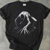 Crawling Cryptid Shirt, Distressed Linocut Horror Tee Gift, Goth and Cryptozoology Fans T-Shirt