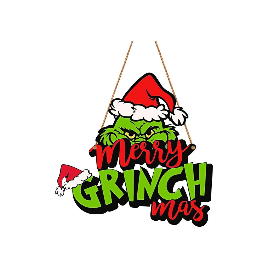 2D Greentown Doorplate, Christmas Wooden Hanging Party Decorations
