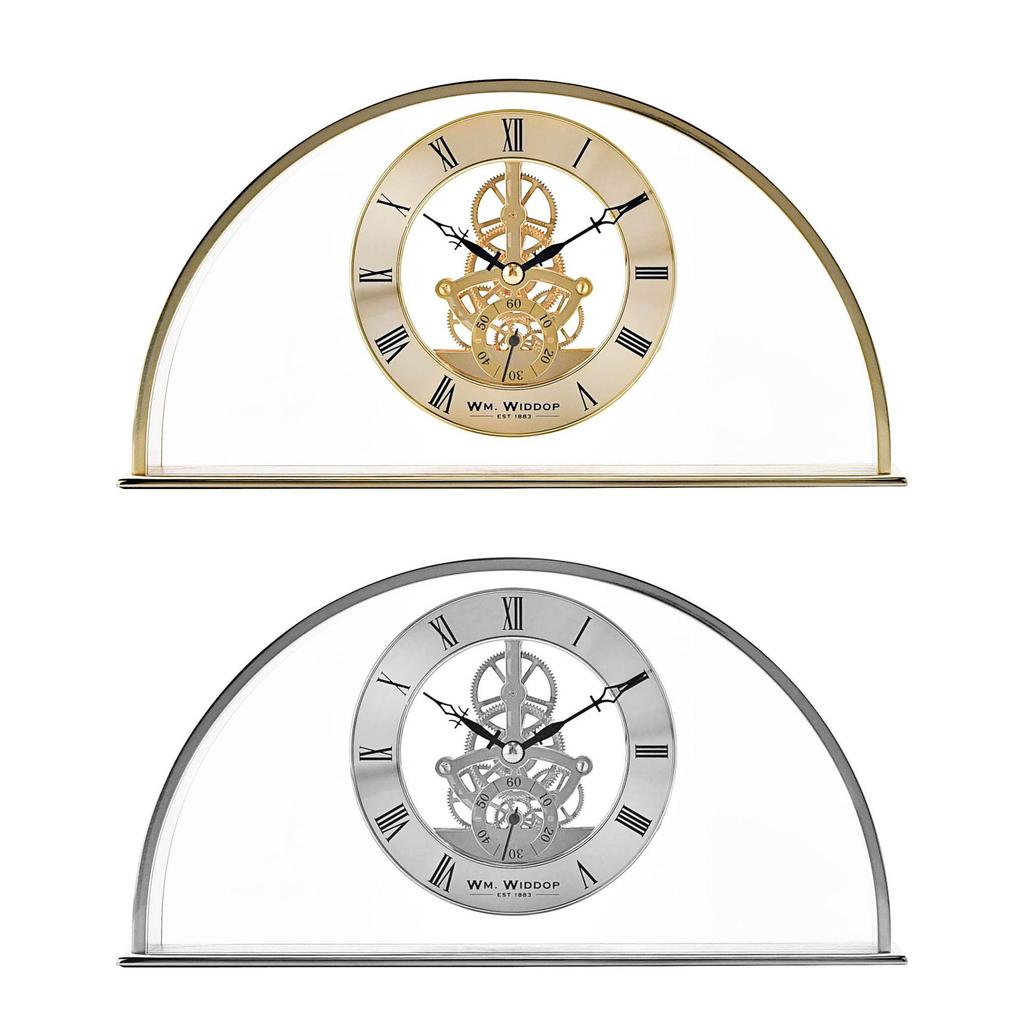 Wm.Widdop Gold Arch Mantel Clock Skeleton Dial Roman