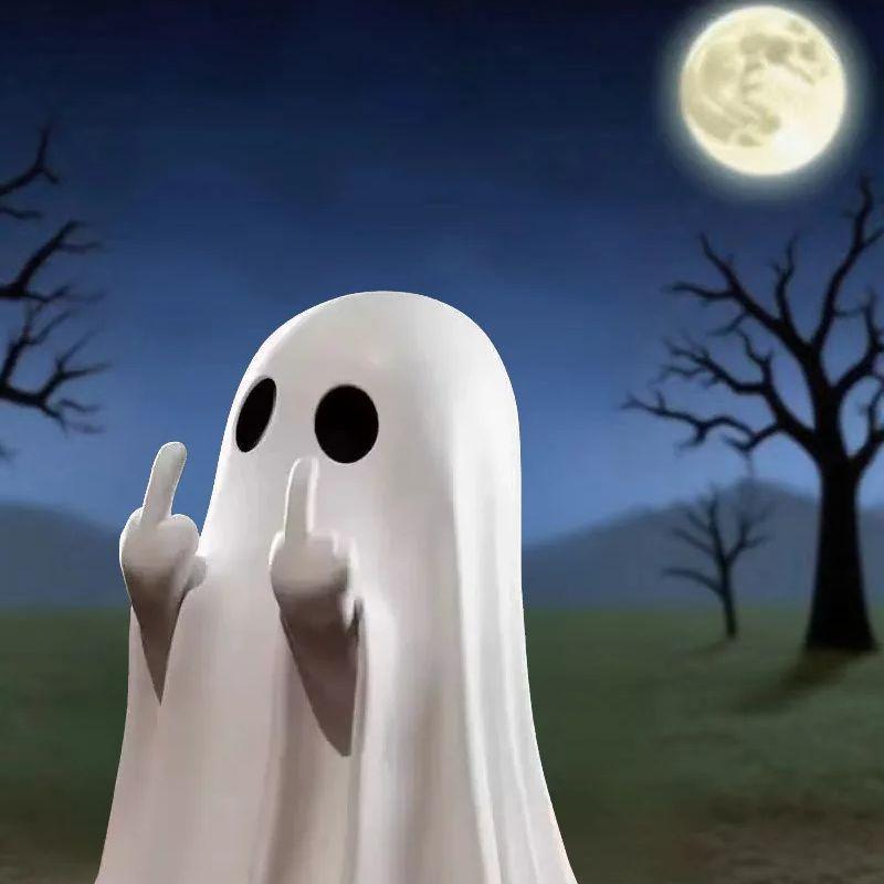 Cute Middle Finger Ghost Statue, Small Halloween Decor for Home, Centerpiece for Coffee Table, Adorable Horror Figure
