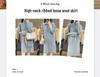 Petite Women's Wool Knit Dress with Half-High Neck - Mid-Length for Autumn/Winter