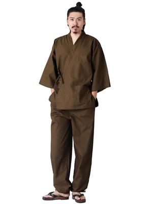 [SHELISTEN] Roupa de Trabalho Masculina Samue Masculino Tamanho Grande Algodão Conjunto de Parte Superior e Inferior para Clima Frio Verão Inverno Todas as Estações Marrom G