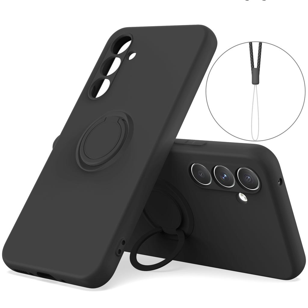 For Samsung Galaxy S25 FE Silicone Case with Strap Ring Kickstand Phone Cover