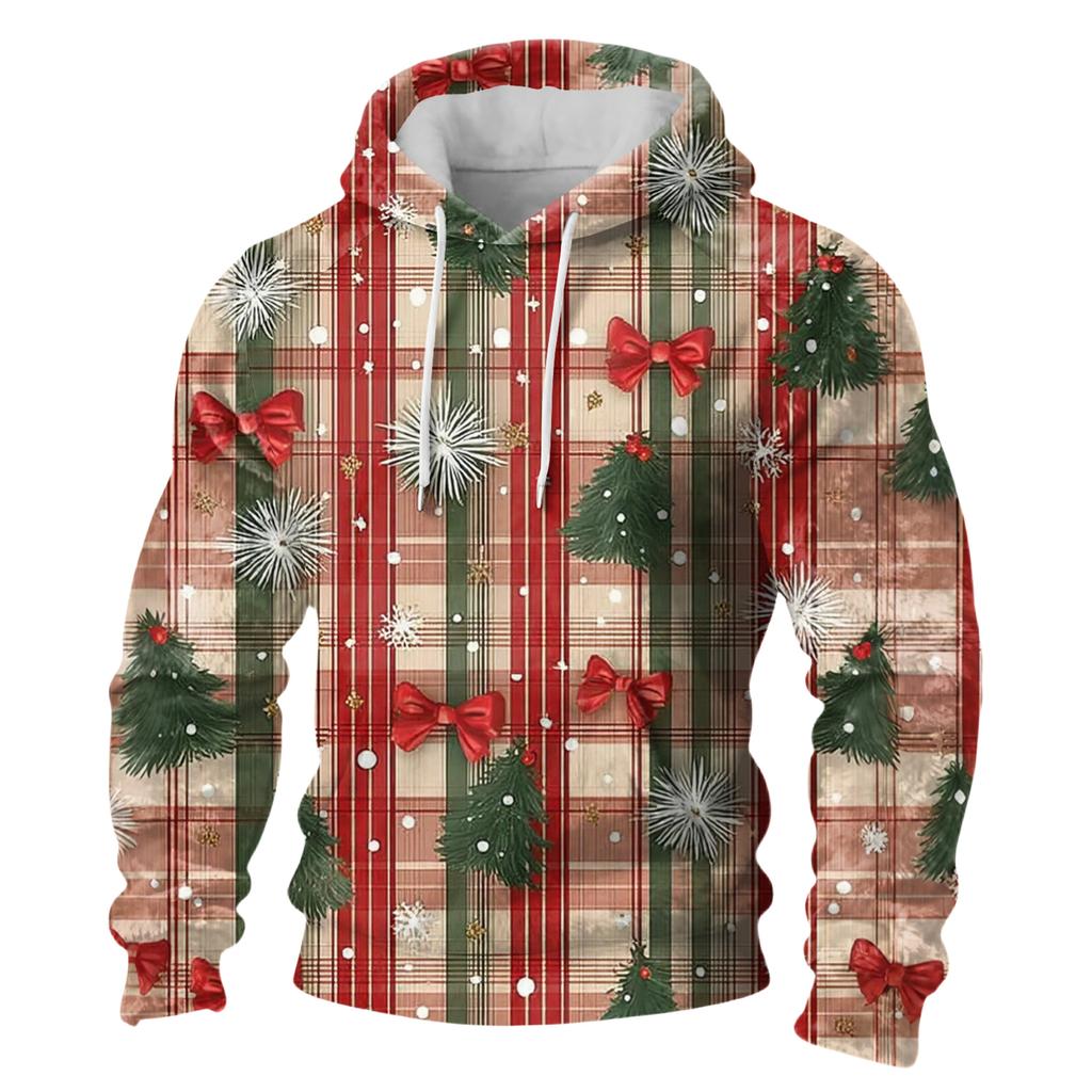 Men's Long-Sleeve Casual Flannel Hooded Sweatshirt