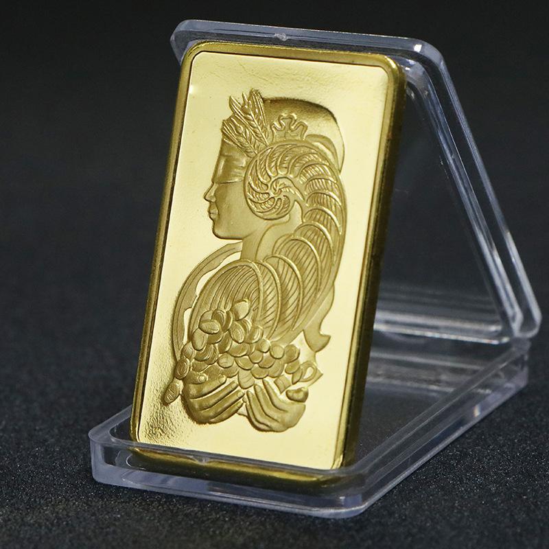 Swiss Bank Gold Bar Commemorative Coin, 1 ounce, Alien Gold Coin, Coin, Goddess Coin, Square Plated Gold, Christmas gift, Stocking stuffers