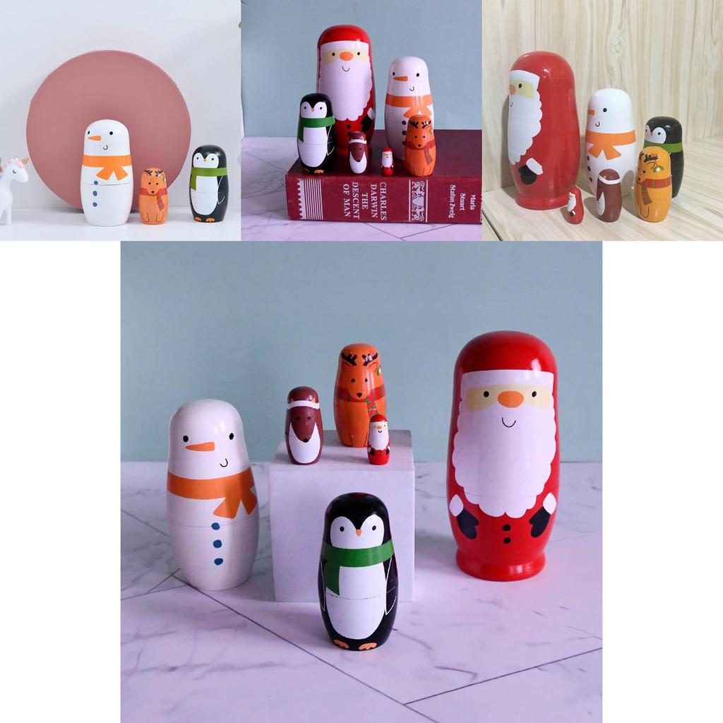 Wooden Christmas Santa Claus Nesting Dolls 6 Layers Of Handmade Home Decor And Gifts
