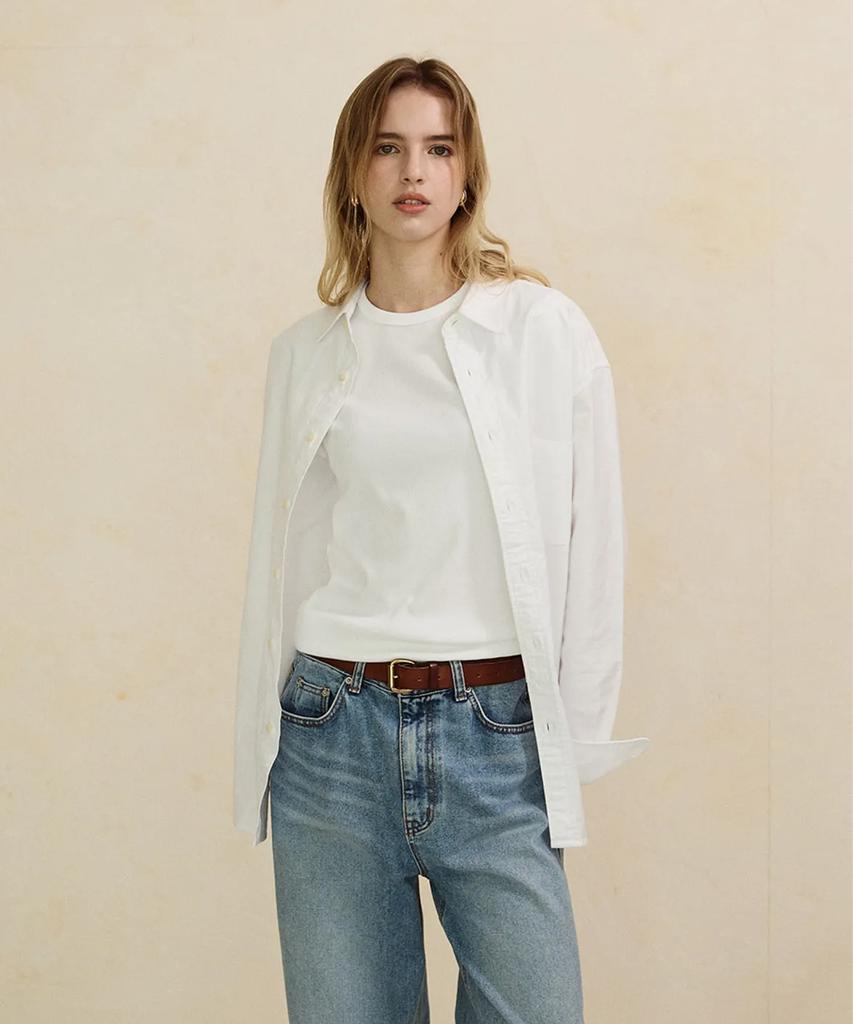 Jelolaunji [Premium Japanese Material] Essential Oxford Shirt White