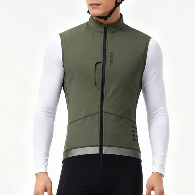 Mens Fleece-Lined Cycling Vest Road Biking Winter Warmth Reflective Safety Outdoor Sports