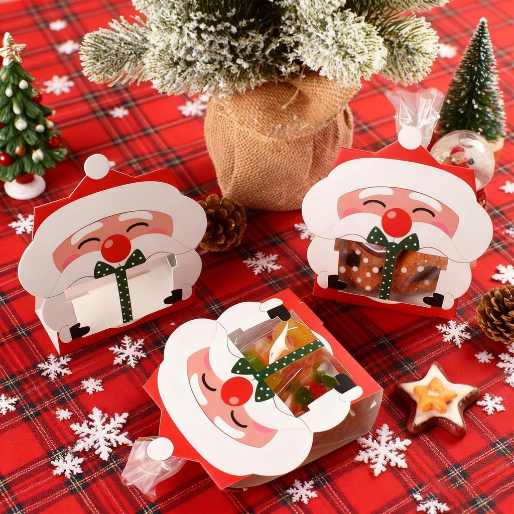 Weihnachts-Leckerchentüten 8 Stück Wiederverwendbare Feiertags-Festliche Behälter Weihnachtskeks-Süßigkeiten Feiertags-Leckerchentüten für Partygeschenke
