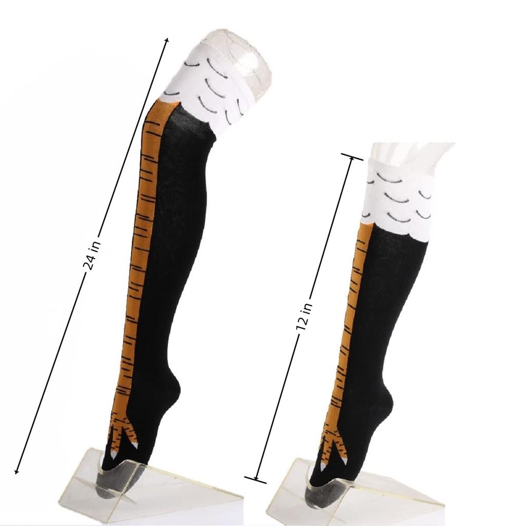 1/2pairs Chicken Feet Print Thigh High Socks for Women, Novelty Cartoon Animal Paw Over Knee Stockings, Funny Knee High Socks