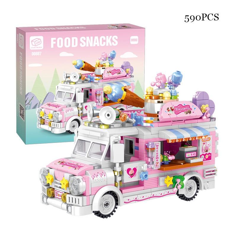 Diy Creative Mini Puzzle Building Toy Sweet Dessert Burger Car With 638 Abs Plastic Grains