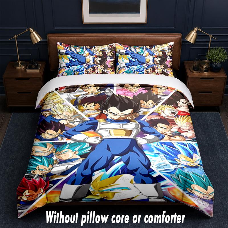 Set Biancheria da Letto Design Vegeta 1 Copripiumino + 2 Federe Morbido Traspirante Biancheria da Letto per la Casa