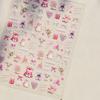 Cute Animals Bear Dog Cake Sweet Cherry Grid Bowknot Star Line Fruit Relief Self Adhesive Nail Art Stickers 5D Manicure Decals
