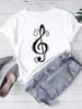 New Women T Shirt Fashion Musical Note Printed T Shirt Harajuku Cute Graphic Tee Shirt Female Ladies Casual Tops Shirts