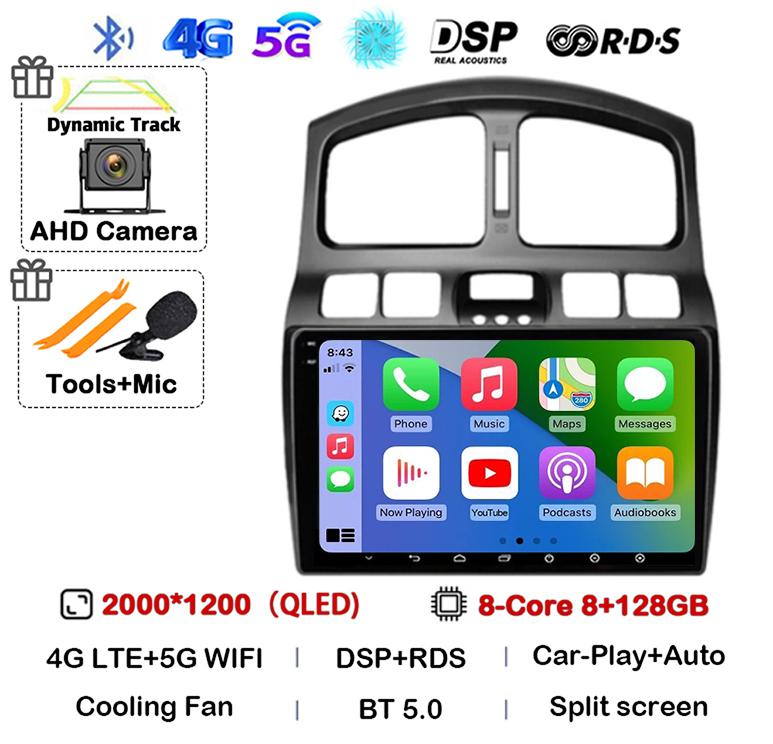 Android 14 Car Radio For Hyundai Santa Fe SM 2000-2012 For JAC S1 (Rein) 2007-2013 Multimedia Video Player Navigation Stereo DSP