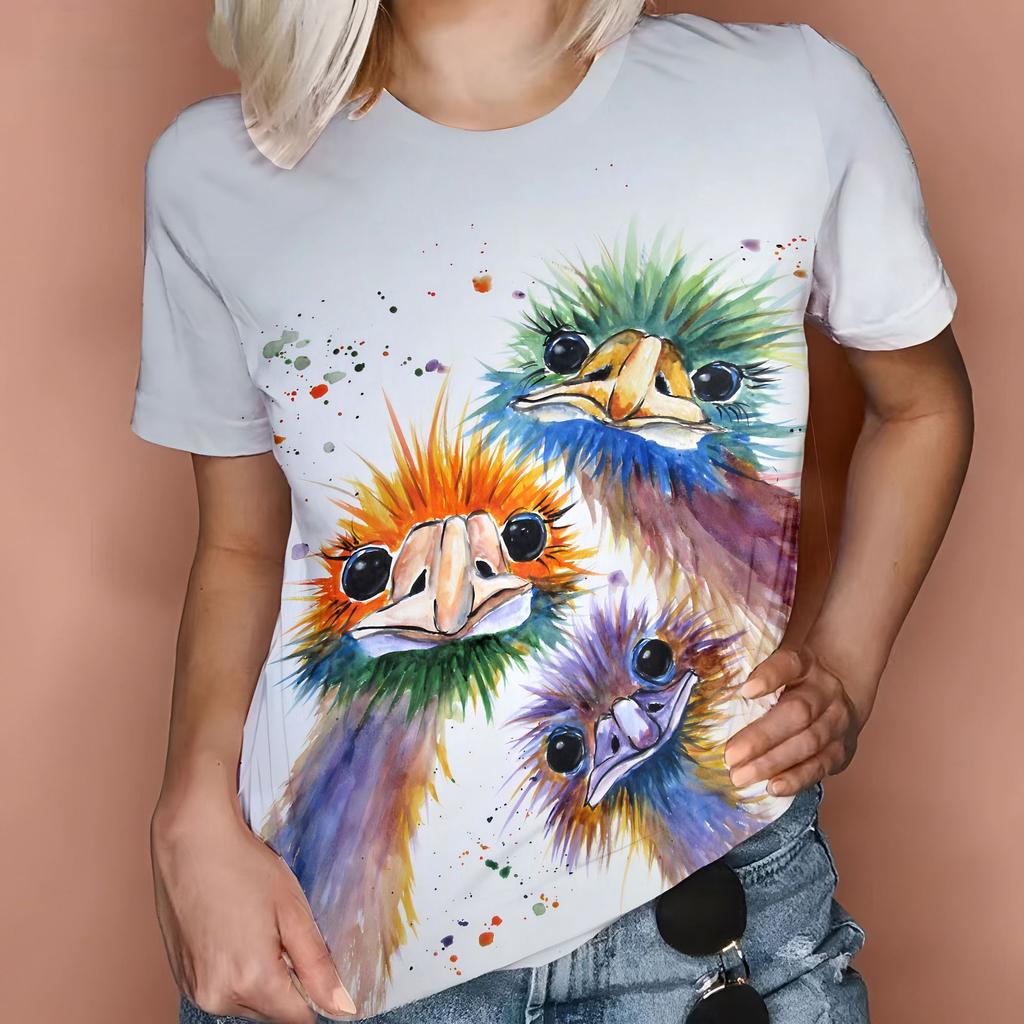 Horse Women's T-Shirts Funny Animal Pattern 3D Print O-Neck Short Sleeve T Shirt Harajuku Top Oversized Y2k Tees Female Clothing