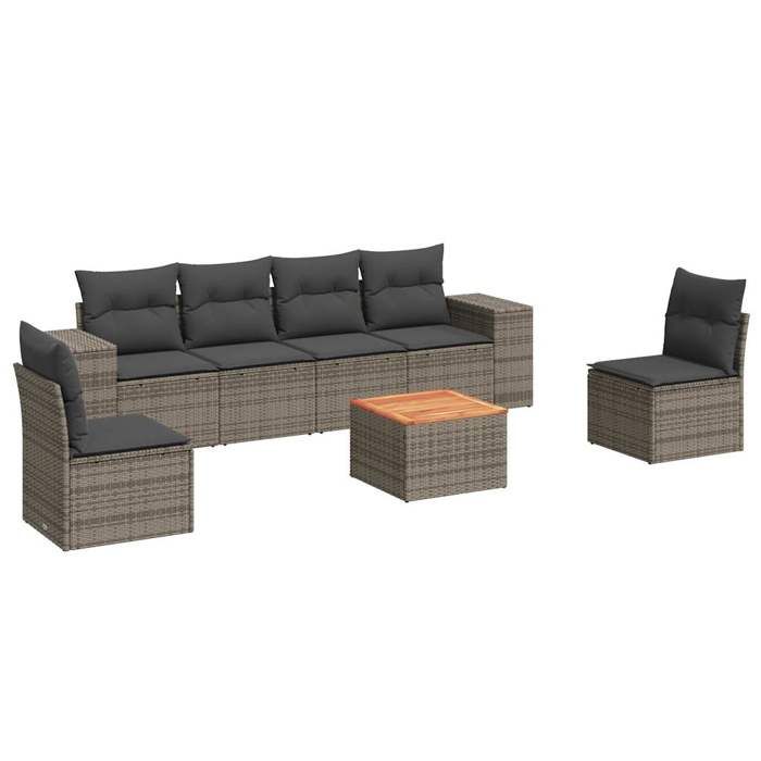 VidaXL Garden Lounge Set with Cushions 7 Pcs, Patio Sofas, Furniture Set, Outdoor Terrace Furniture, Grey 3257726