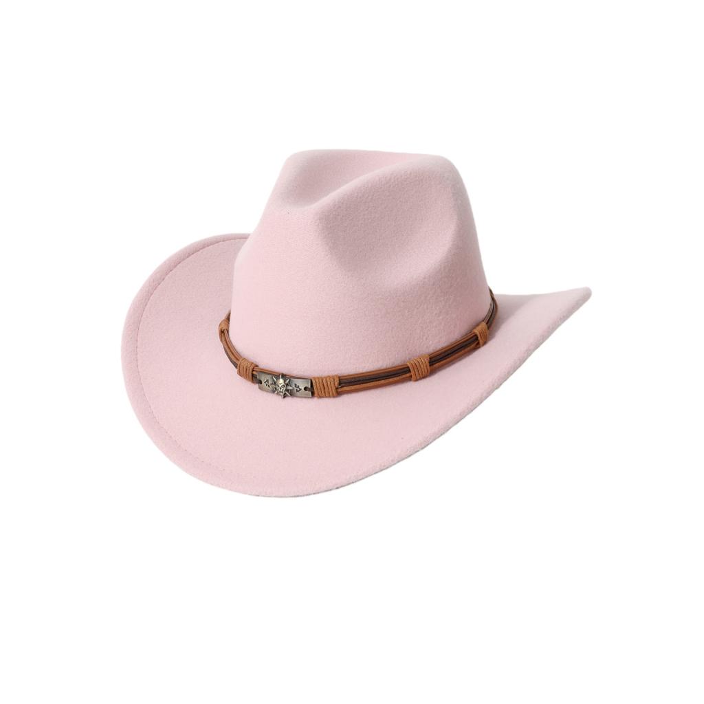 Men's casual western cowboy hat with skull accessory, British style felt hat, all-season wool jazz hat
