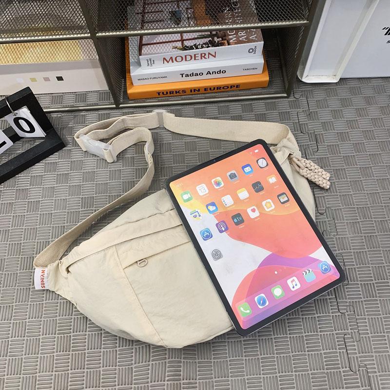 Commuter Shoulder Bag Solid Color Crossbody Bag Student Lightweight Sports Nylon Chest Bag
