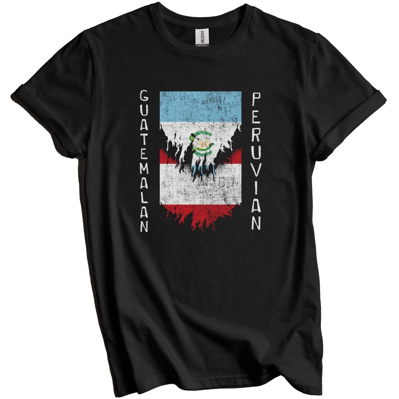 Guatemalan Peruvian Flags Ripped Torn Guatemala Peru T-Shirt 4XL