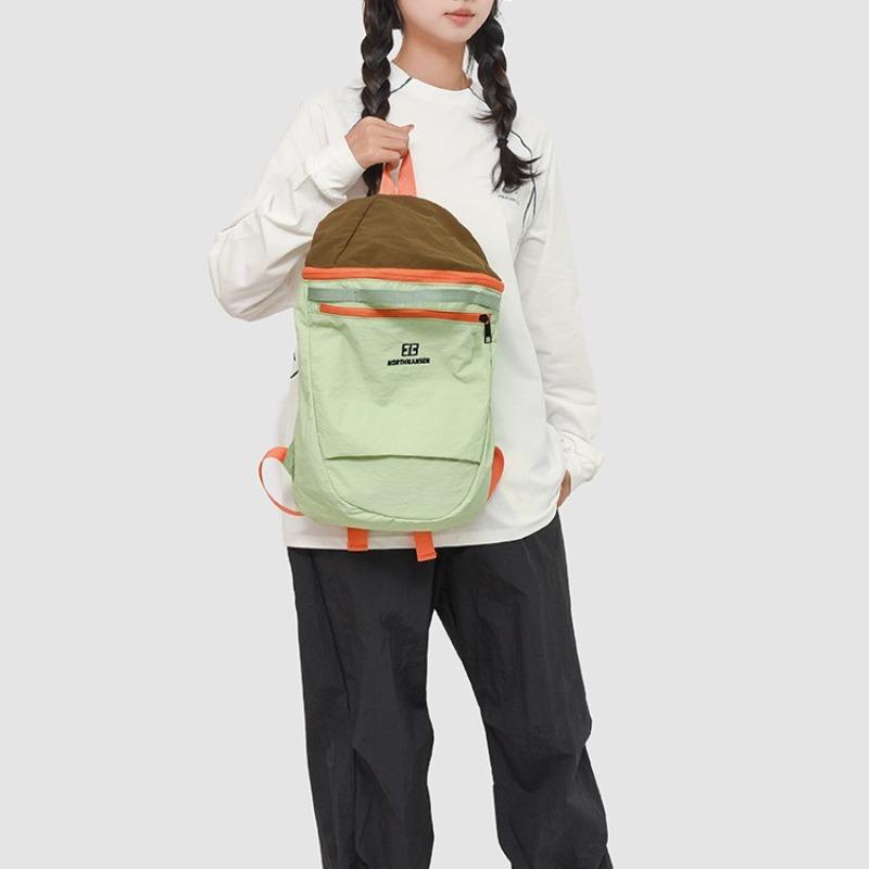 Summer New Leisure Travel Bag College Wind Contrasting Color Backpack Large Capacity High School Student Schoolbag