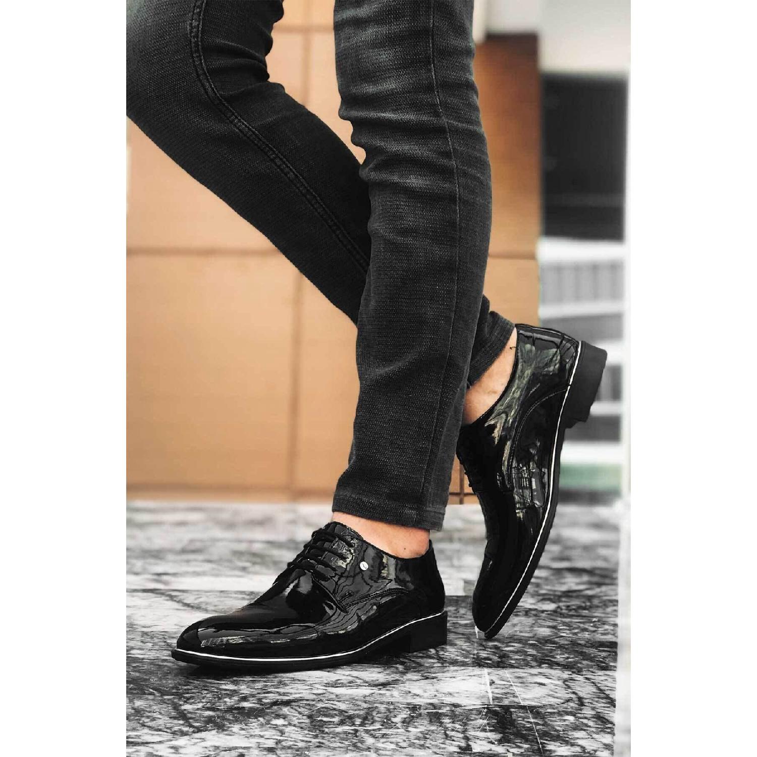 

Men s Black Patent Leather Groom Classic Shoes Rgn-570 44