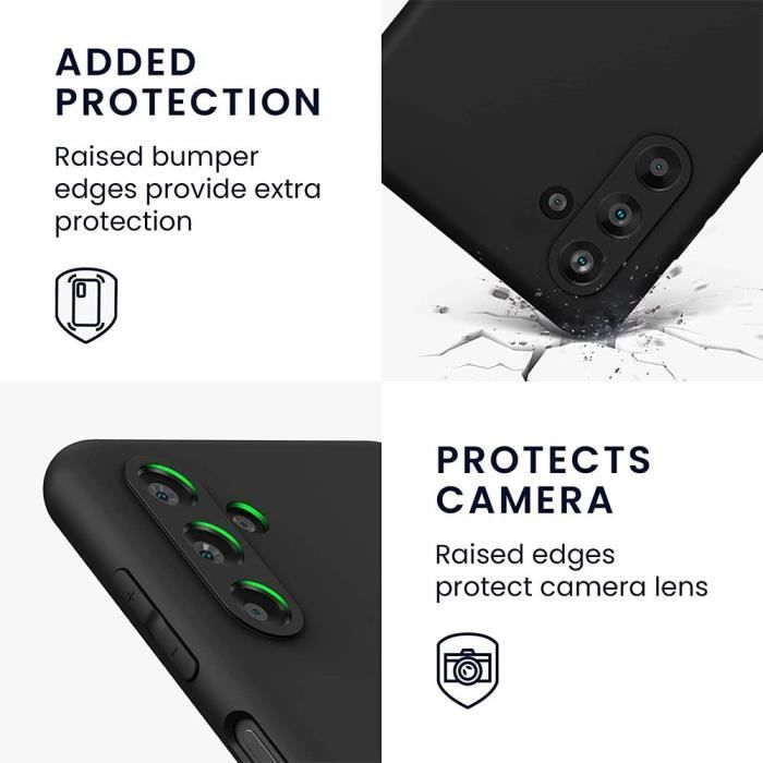 Coque de protection - Efconnection - pour Samsung Galaxy A54 - Silicone souple - Noir - 2 verres trempés inclus
