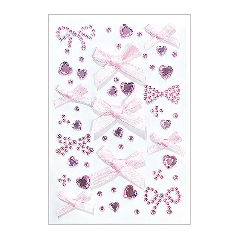 Bow  Tattoo Sticker Face Diy Makeup Red Diamond Pearl Bows Temporary Tattoo Sticker Self Adhesive Party Festival