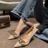 Fashion Shoes Woman Trend Luxury Women's Shoes Genuine Leather Metal Button High Heels Shoes New Popular Pointed Toe Fashion Sexy Party
