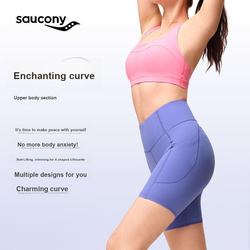 Saucony Solid Color Running Tight Shorts Women shorts Light-Milk-Gray Purple SC1230013DY-PP36