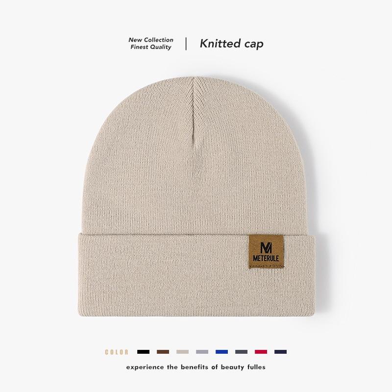New Arrival Men's Knitted Hat With Letter Logo Winter Warm Outdoor Cap Fashionable And Versatile