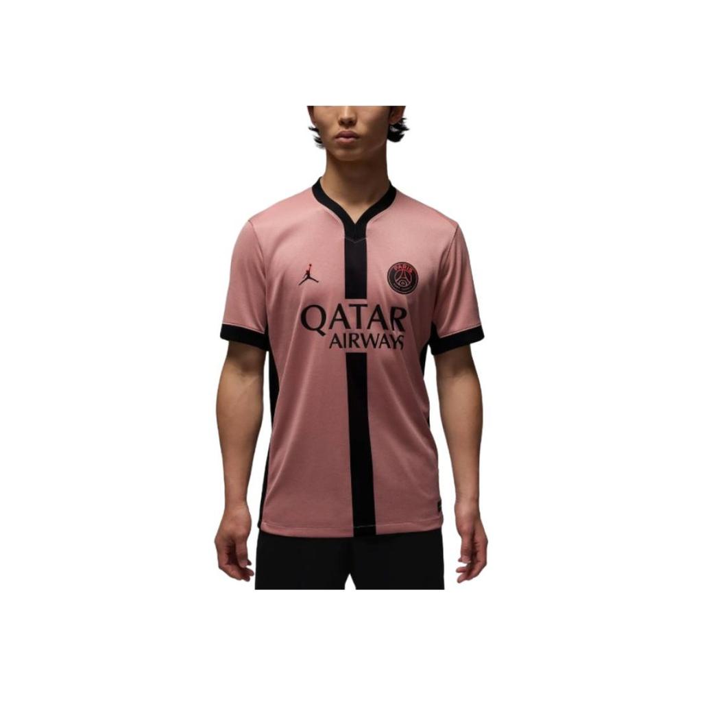 Jordan Dri Fit Paris Saint Germain Comfortable Fashion Breathable Quick Dry Retro Football Shirt Unisex Tops Rust-Pink Black FQ2024-686