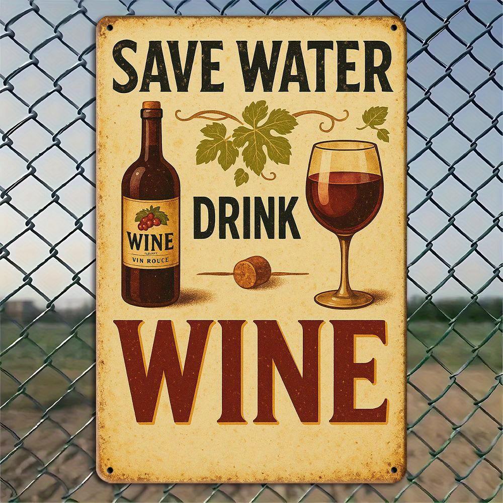 

Save Water, Drink Wine Metal Sign - 30x20cm Wine-Themed Decor for Bars & Kitchens чистый