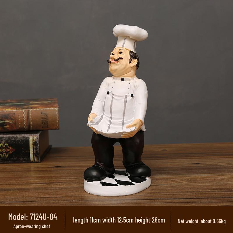 European Chef Figurine - Decorative Ornament for Home, Cafe, Cake Shop, or Living Room