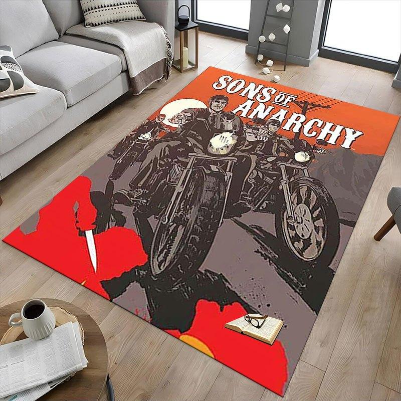 1pc Sons of Anarchy Themed Office Carpet Chair Mats - Durable Polyester Rug for Home Theater, Office, Dorm Room Decor - tA98