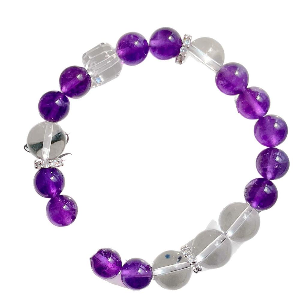 High Quality Vitreous Natural Uruguayan Amethyst White Crystal Design Bracelet Bracelet