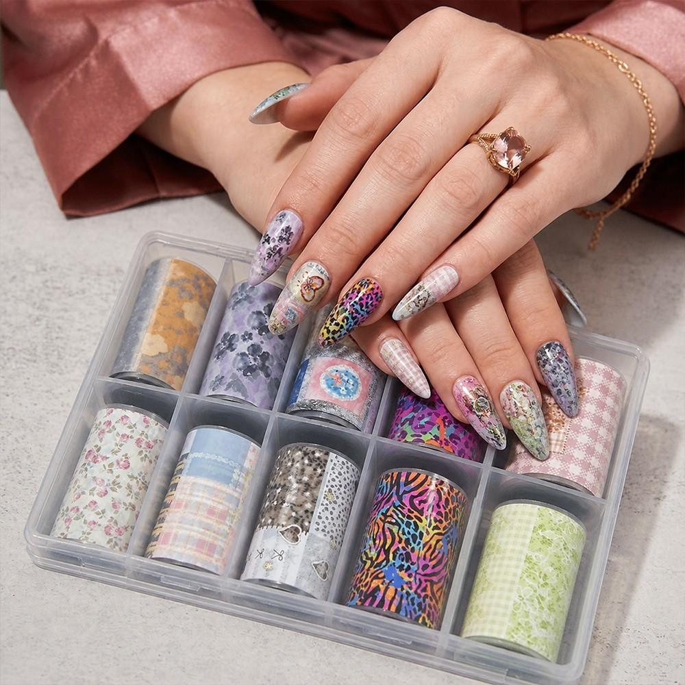 Leopardenmuster Nagelfolien Streifenmuster Nageltattoos Mode Nageltattoos Aufkleber Nageldekoration