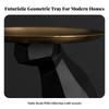Cat Statue with Metal Tray Geometric Modern for Living Room