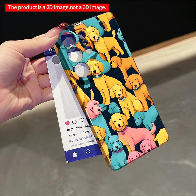 2DFlat Samsung phone case Colorful Puppies Pattern Phone Case Applicable to Galaxy S23 S24 S25ULTRA S26 A12 A14 A15 A16 A54 A55