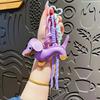 Keychain Pendant Imitation Leather Dachshund Shape Key Chain with Heart-Shaped Metal Buckle Braided Rope Bag Charm Accessory