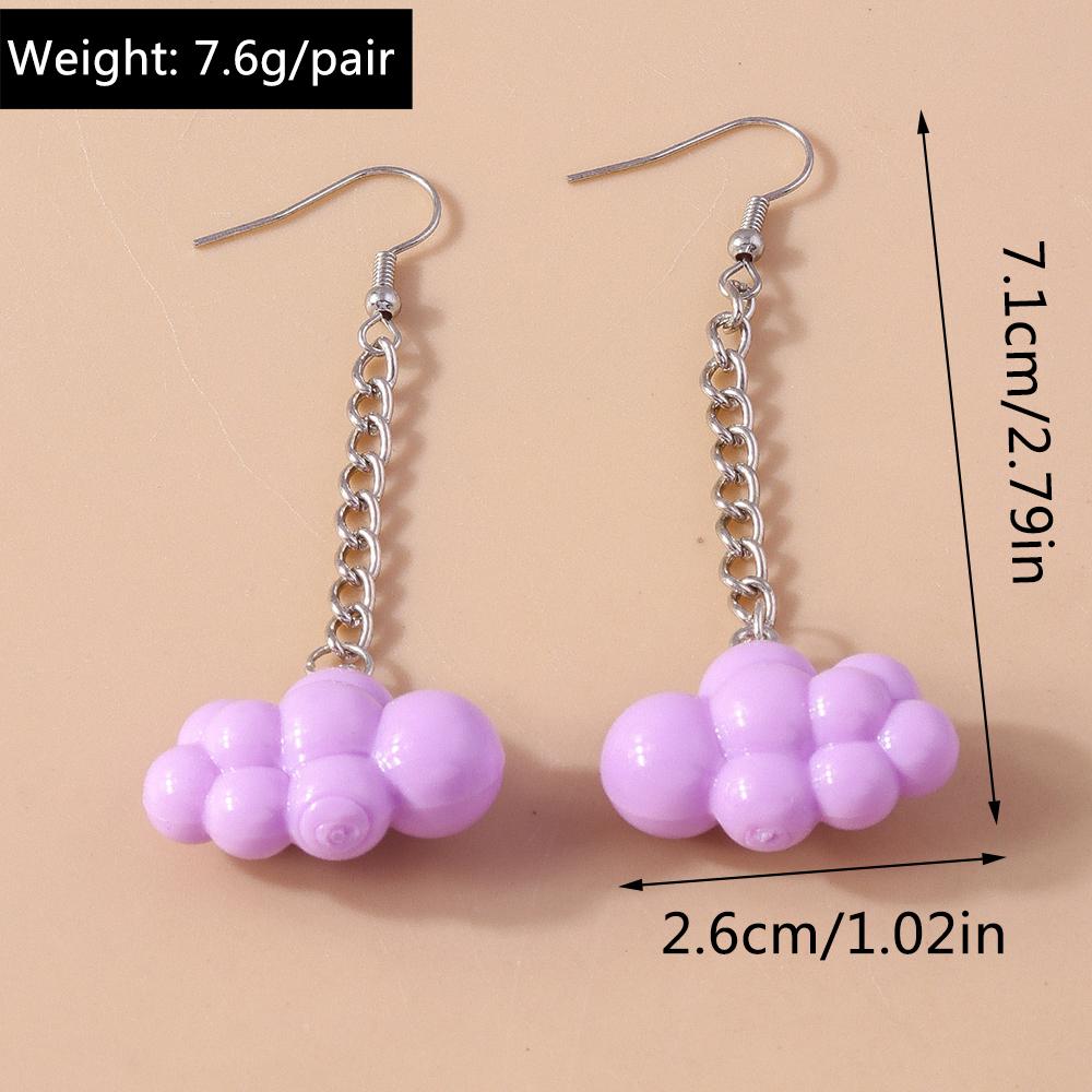 Cute Resin Candy Color Cloud Pendant Earrings for Women Girls Drop Earrings Party Holiday Jewelry Gifts