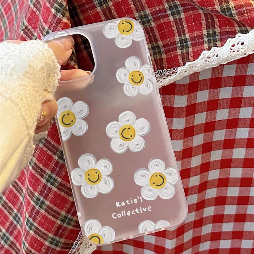 Coques de téléphone portable pour iPhone 11 13 15 Pro Max 12 14 Pro Max Coque iPhone 16 15 Plus 13 Pro 12 Texture givrée Fleurs de dessin animé peintes