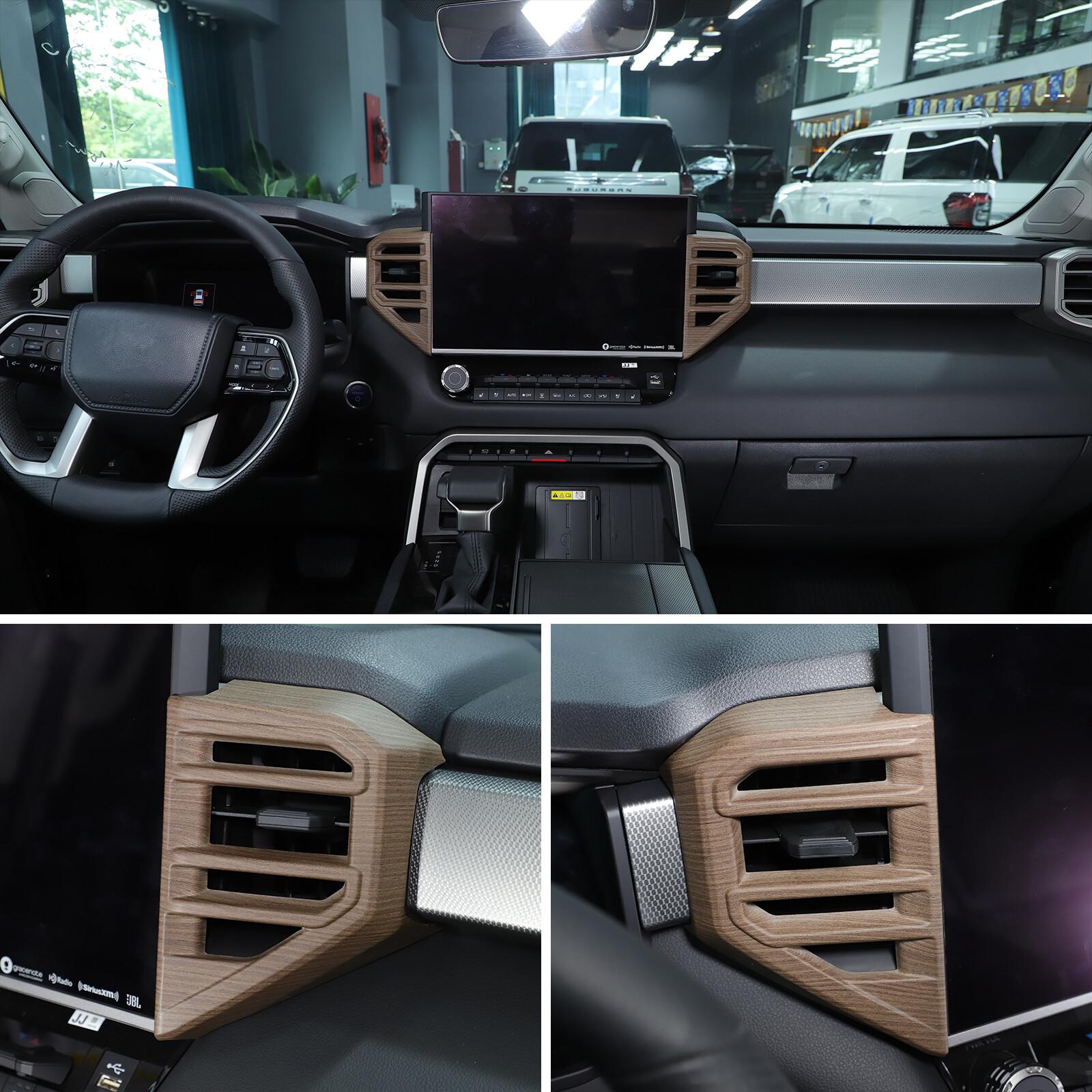 Wood Grain Center Console air outlet Trim Cover For Toyota Tundra -2024