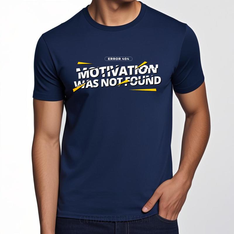 

Fashion Summer For Him T Shirt Error 404 Motivation Was Not Found Short Sleeve Workout Round Neck Top Tees Brand Teeshirt as the picture10415 темно-синього кольору